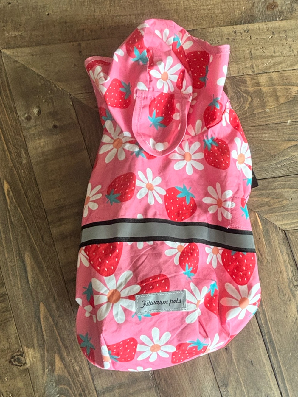 Pink Strawberry & Daisy Dog Raincoat